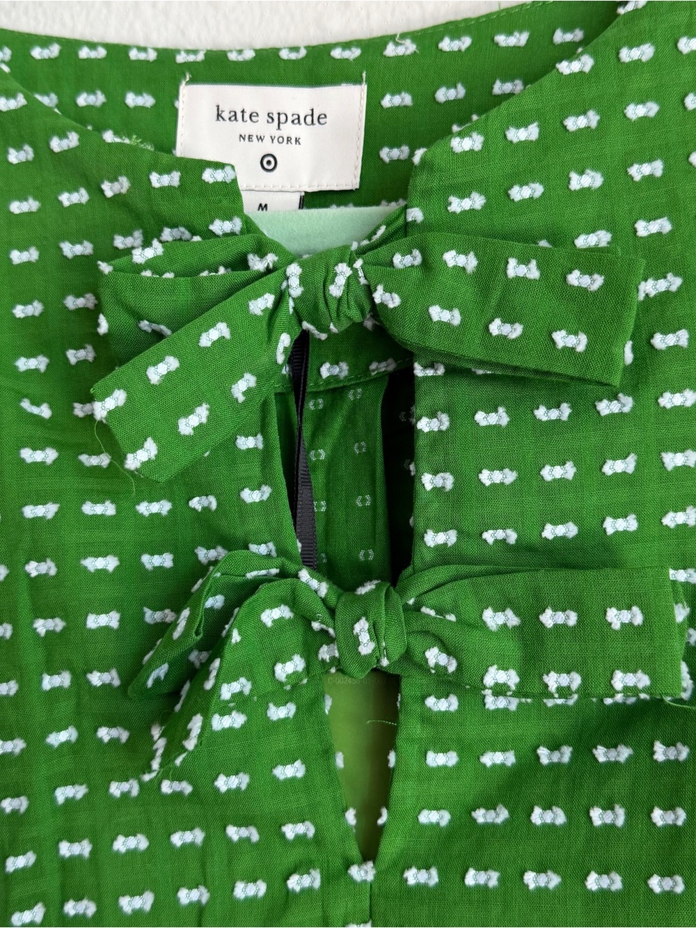 NWT Kate Spade for Target Green Dotted Blouse with Bow Details Size Medium - Picture 3 of 5